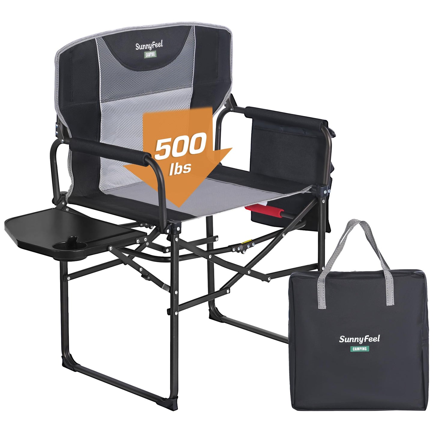 Oversized Folding Camping Chair with Side Table