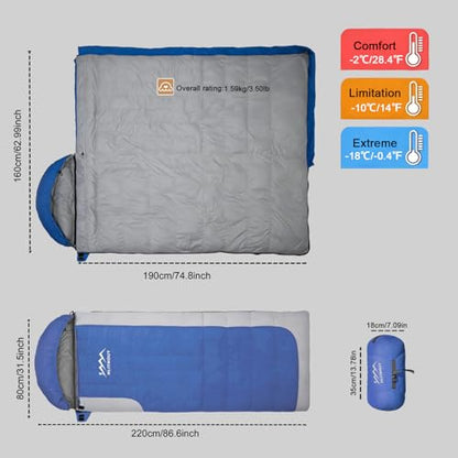 3-in-1 Lightweight Down Sleeping Bag for Outdoors