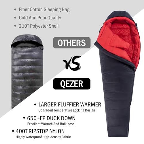 0°F Down Sleeping Bag for Cold Weather Camping