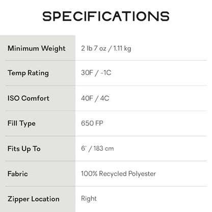 Down Sleeping Bag for Camping and Backpacking