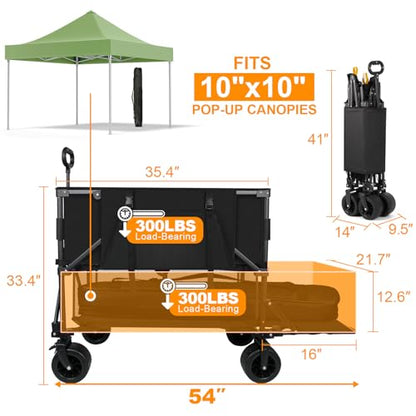 Heavy Duty Double Decker Wagon Cart with Big Wheels