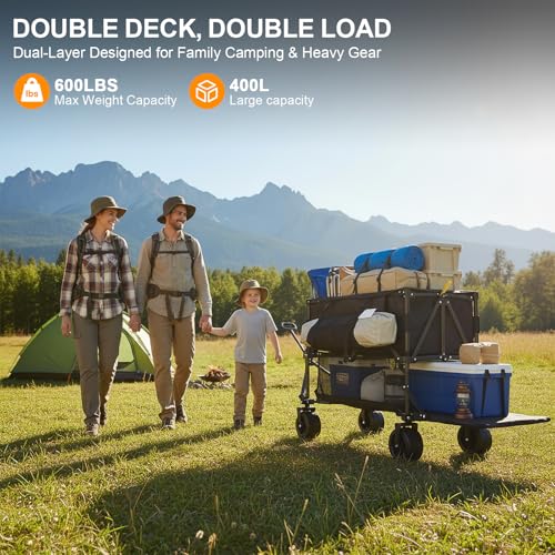 Heavy Duty Double Decker Wagon Cart with Big Wheels