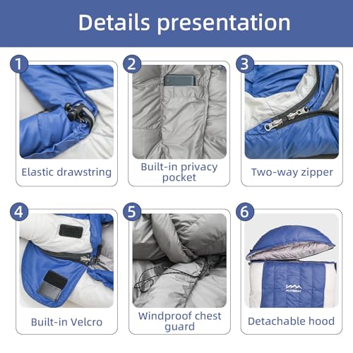 3-in-1 Lightweight Down Sleeping Bag for Outdoors