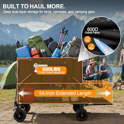 Heavy Duty Double Decker Wagon Cart with Big Wheels