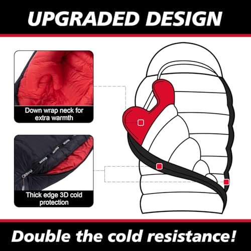 0°F Down Sleeping Bag for Cold Weather Camping