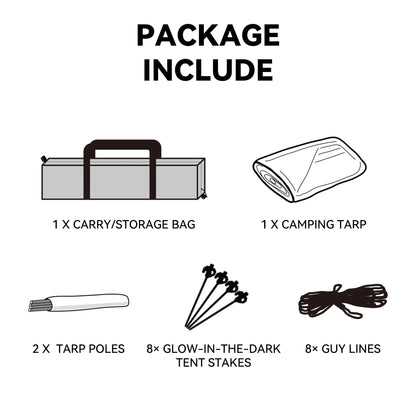 Black Coating Camping Tarp with Poles