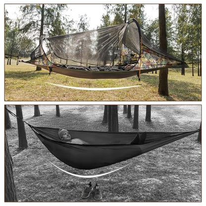 Single Camping Hammock Tent with Mosquito Net and Rainfly