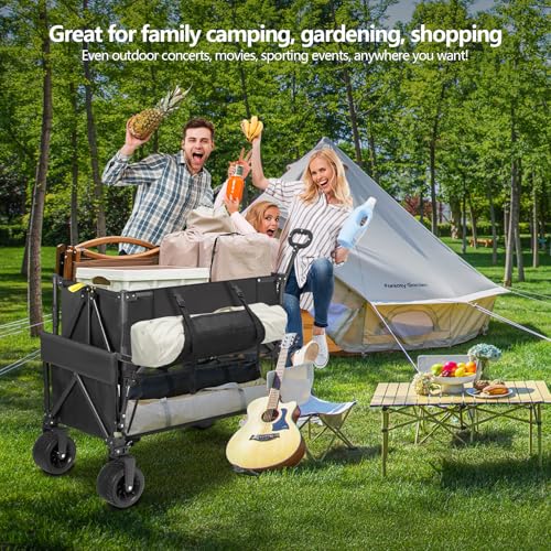 Heavy Duty Double Decker Wagon Cart with Big Wheels