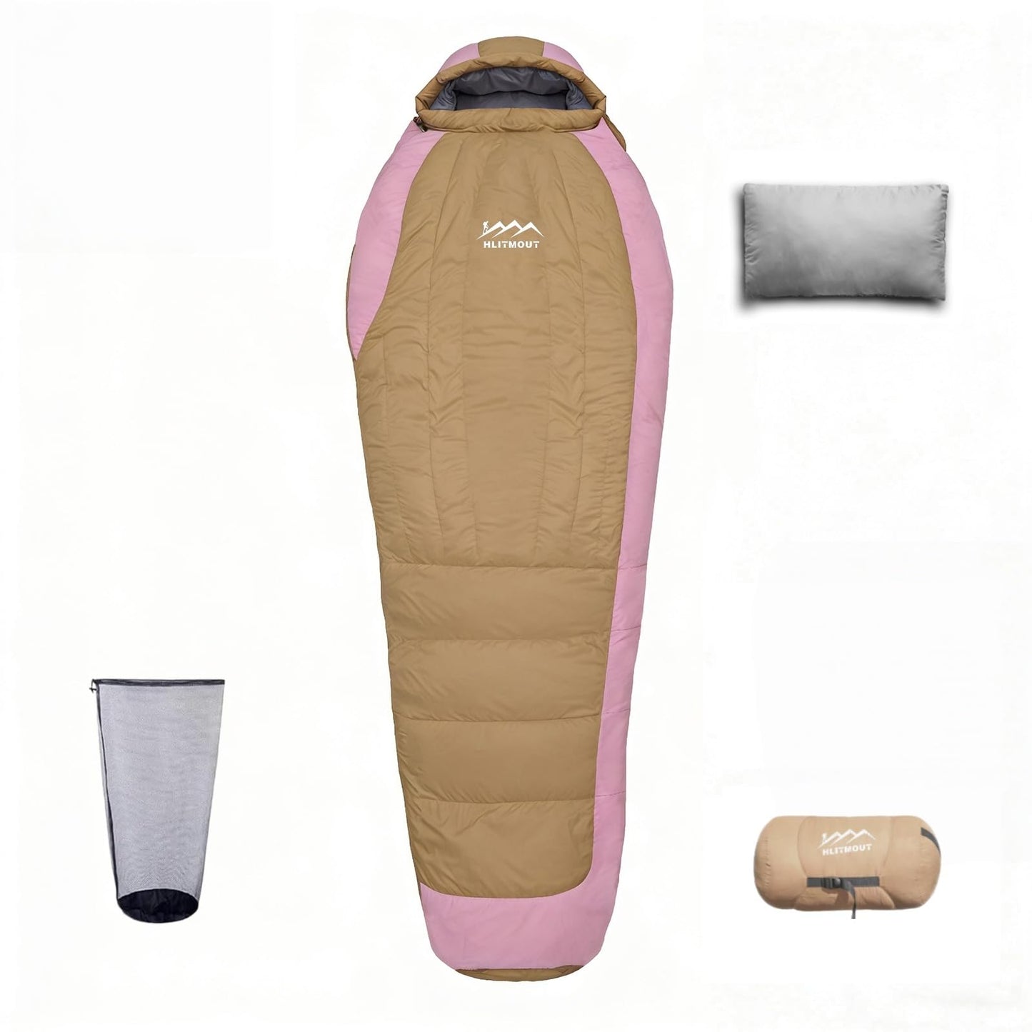 Down Sleeping Bag with Pillow for Camping and Hiking