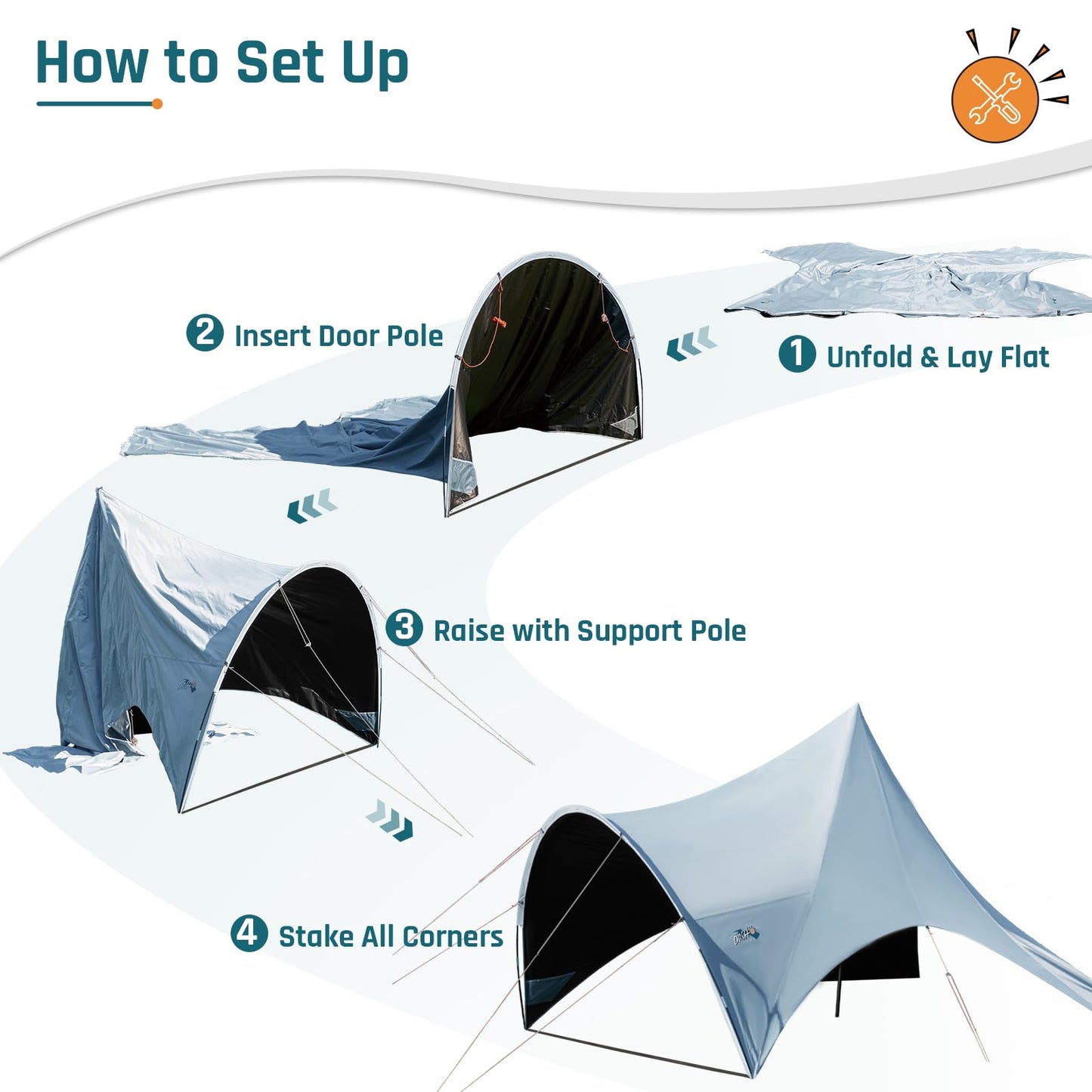 Waterproof Camping Canopy Tarp Shelter with Poles