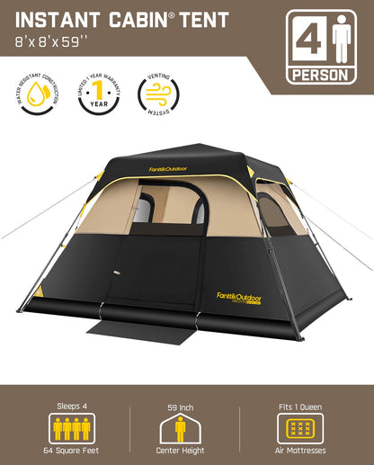 Instant Cabin Camping Tent with Rainfly