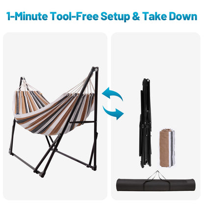 Hammock with Foldable Steel Stand and Carry Bag