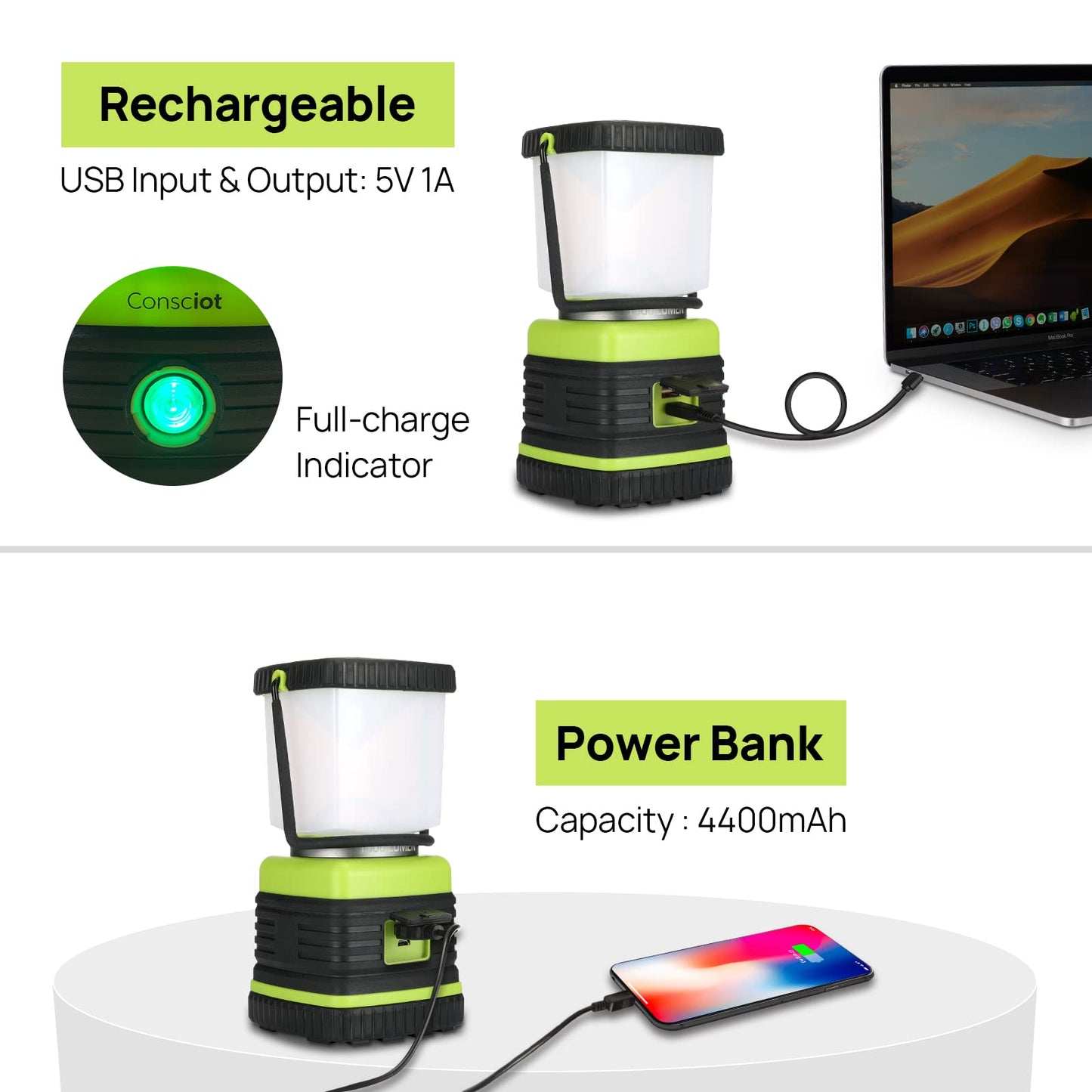 Consciot Rechargeable LED Camping Lantern