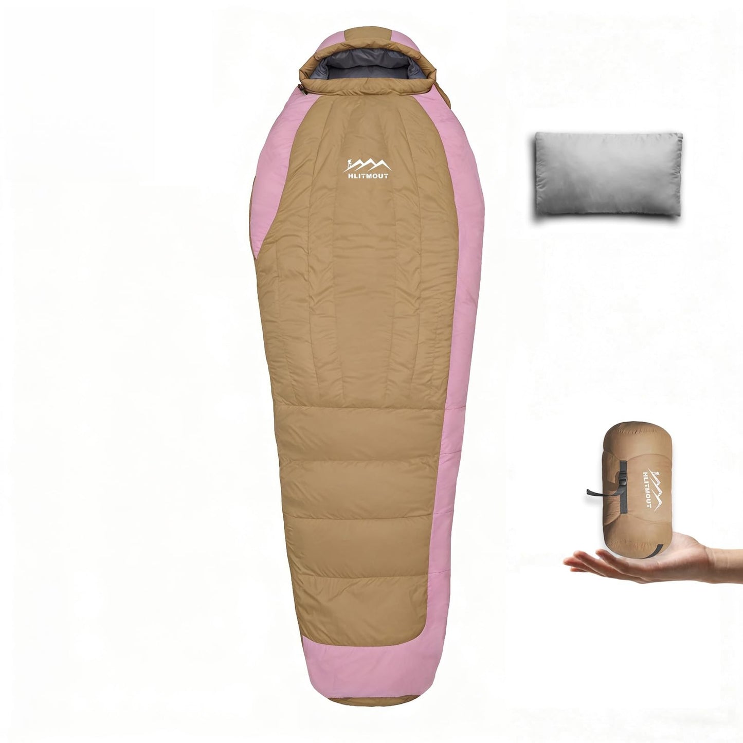 Down Sleeping Bag with Pillow for Camping and Hiking