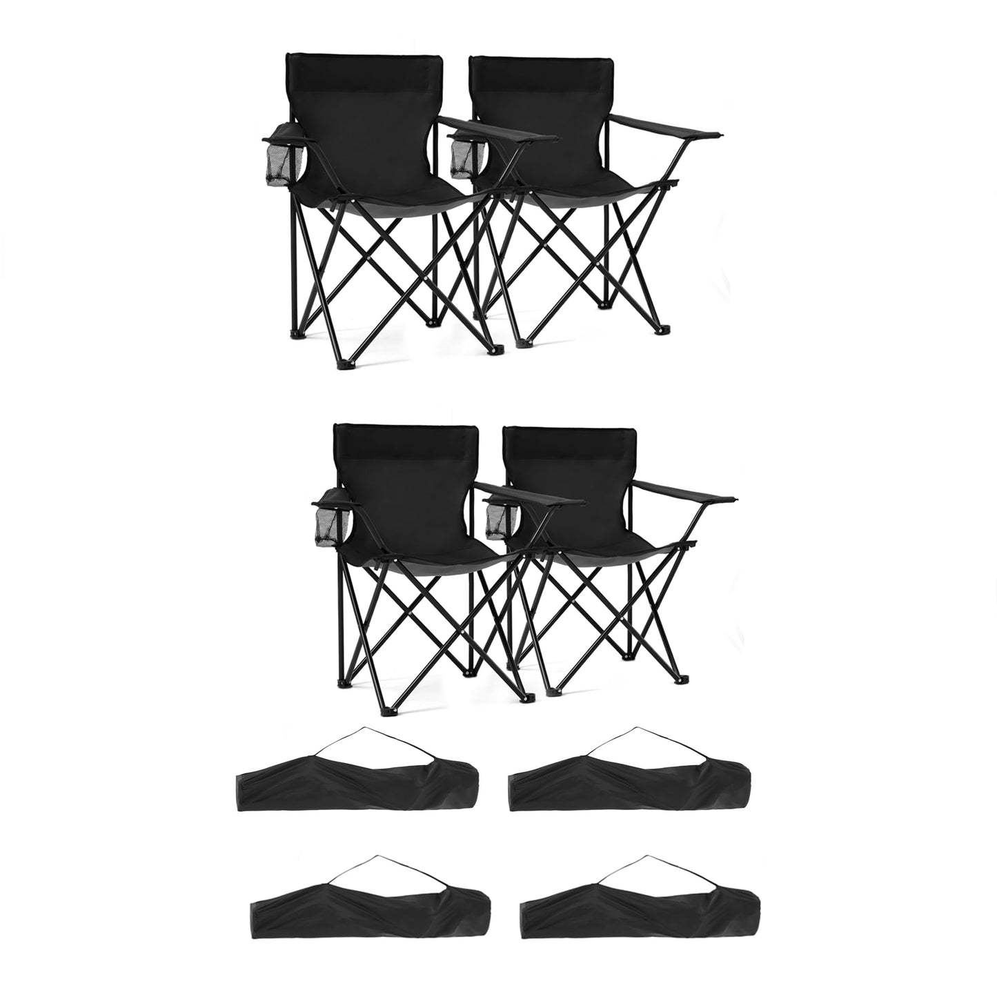 4 Pack Lightweight Folding Camping Chairs with Cup Holder