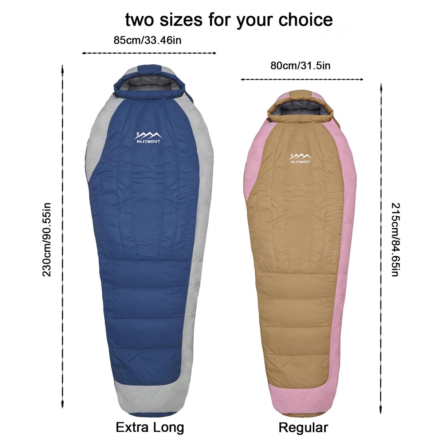 Down Sleeping Bag with Pillow for Camping and Hiking
