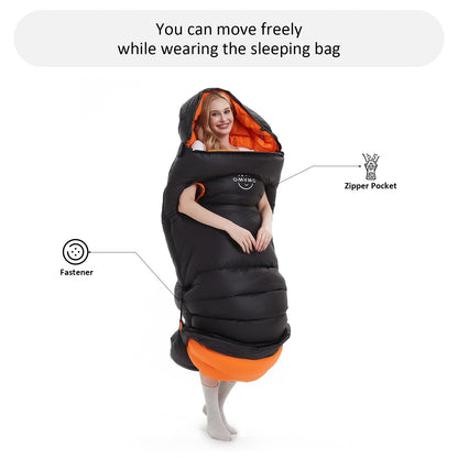 Wearable Down Sleeping Bag for Cold Weather Camping