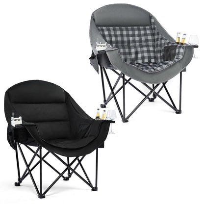 Oversized Heavy Duty Padded Camping Chair with Cooler