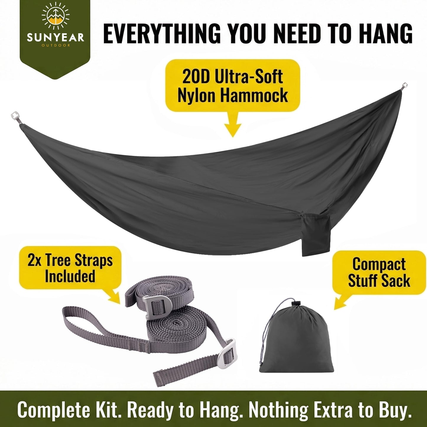 Ultralight Portable Camping Hammock with Straps