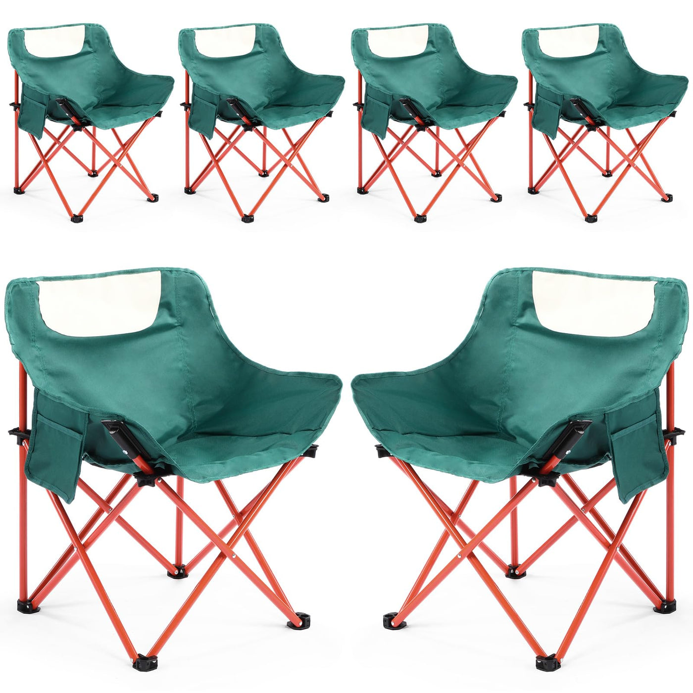 6 Pack Portable Folding Camping Chairs for Outdoors