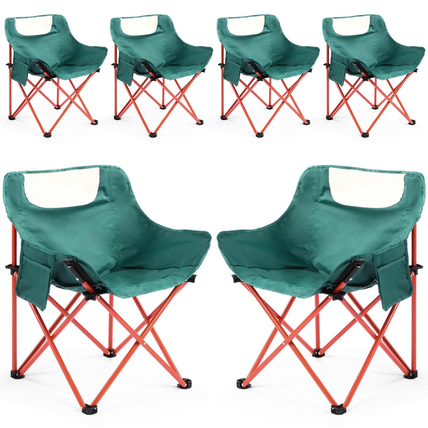6 Pack Portable Folding Camping Chairs for Outdoors