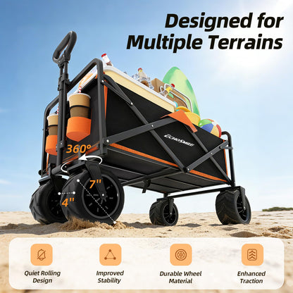 Heavy Duty Folding Wagon Cart with Big Wheels