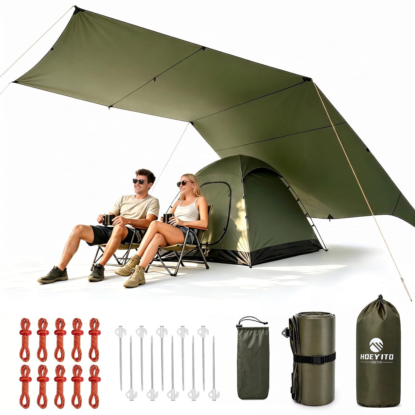 Large Waterproof Camping Tarp Canopy Shelter