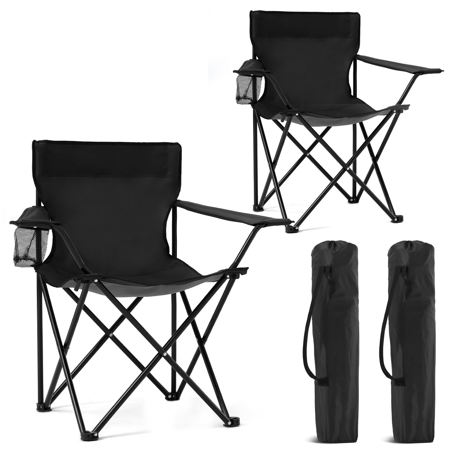 4 Pack Lightweight Folding Camping Chairs with Cup Holder