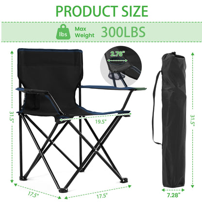 4 Pack Lightweight Folding Camping Chairs with Cup Holder