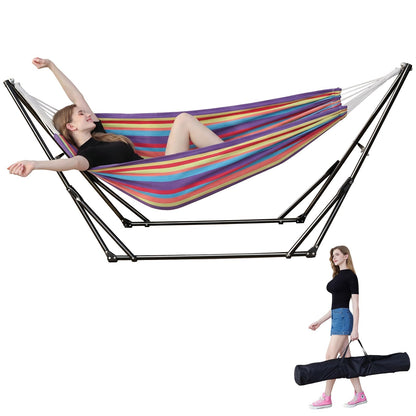 Hammock with Foldable Steel Stand and Carry Bag
