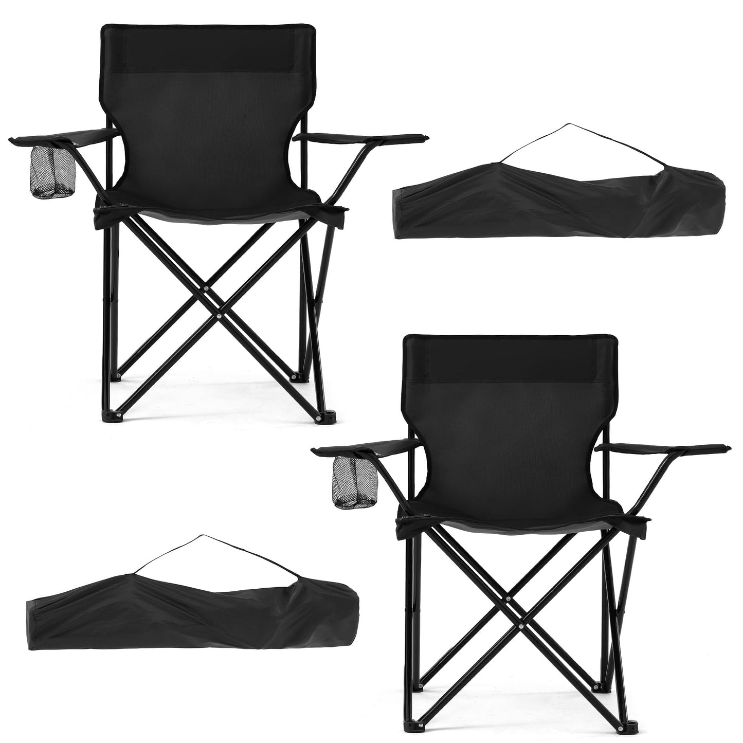 4 Pack Lightweight Folding Camping Chairs with Cup Holder