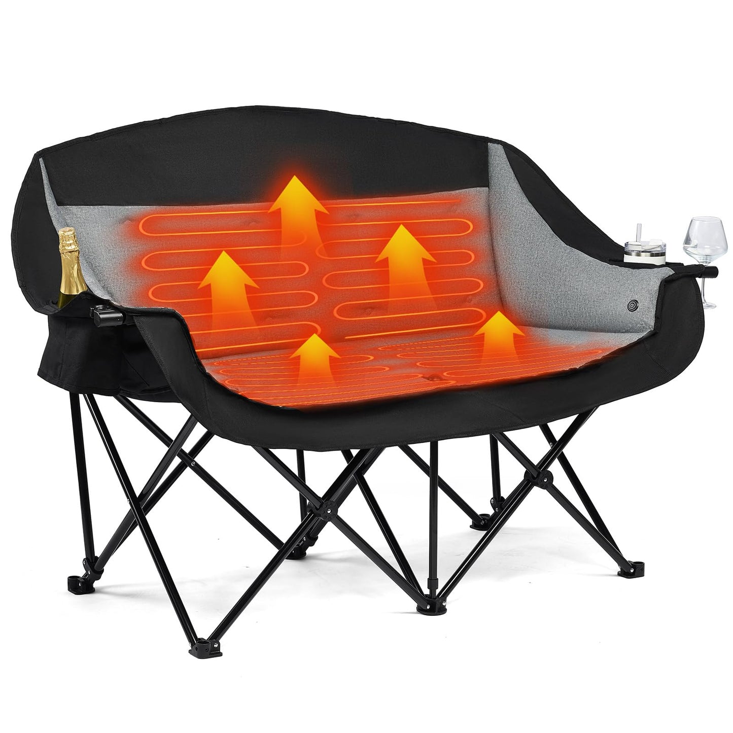 Oversized Heavy Duty Padded Camping Chair with Cooler