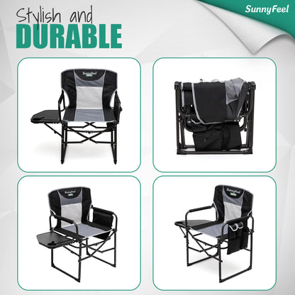 Oversized Folding Camping Chair with Side Table