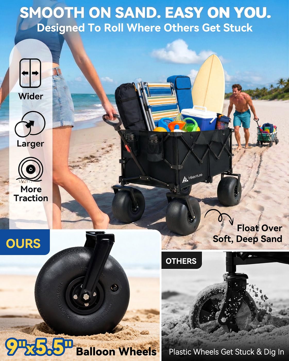 Heavy Duty Beach Wagon with Balloon Wheels