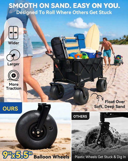 Heavy Duty Beach Wagon with Balloon Wheels