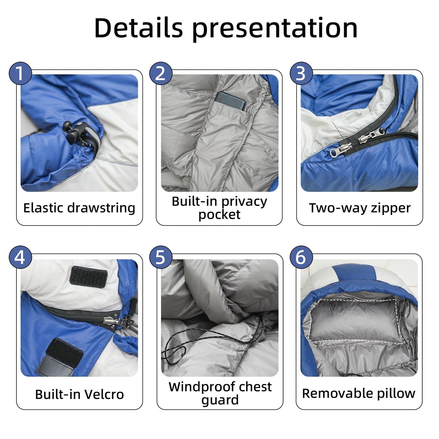 Down Sleeping Bag with Pillow for Camping and Hiking