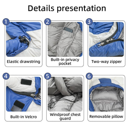 Down Sleeping Bag with Pillow for Camping and Hiking