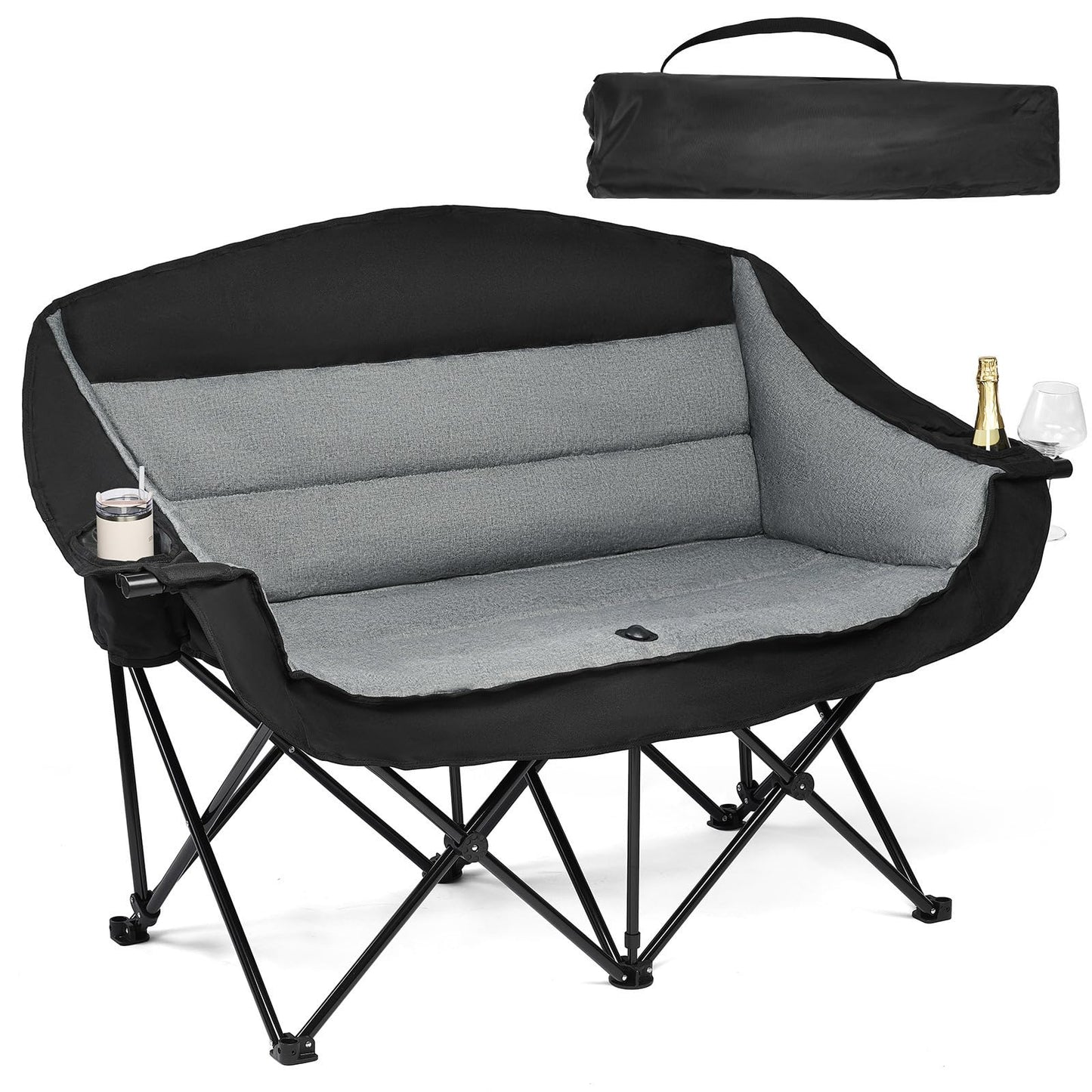 Oversized Heavy Duty Padded Camping Chair with Cooler