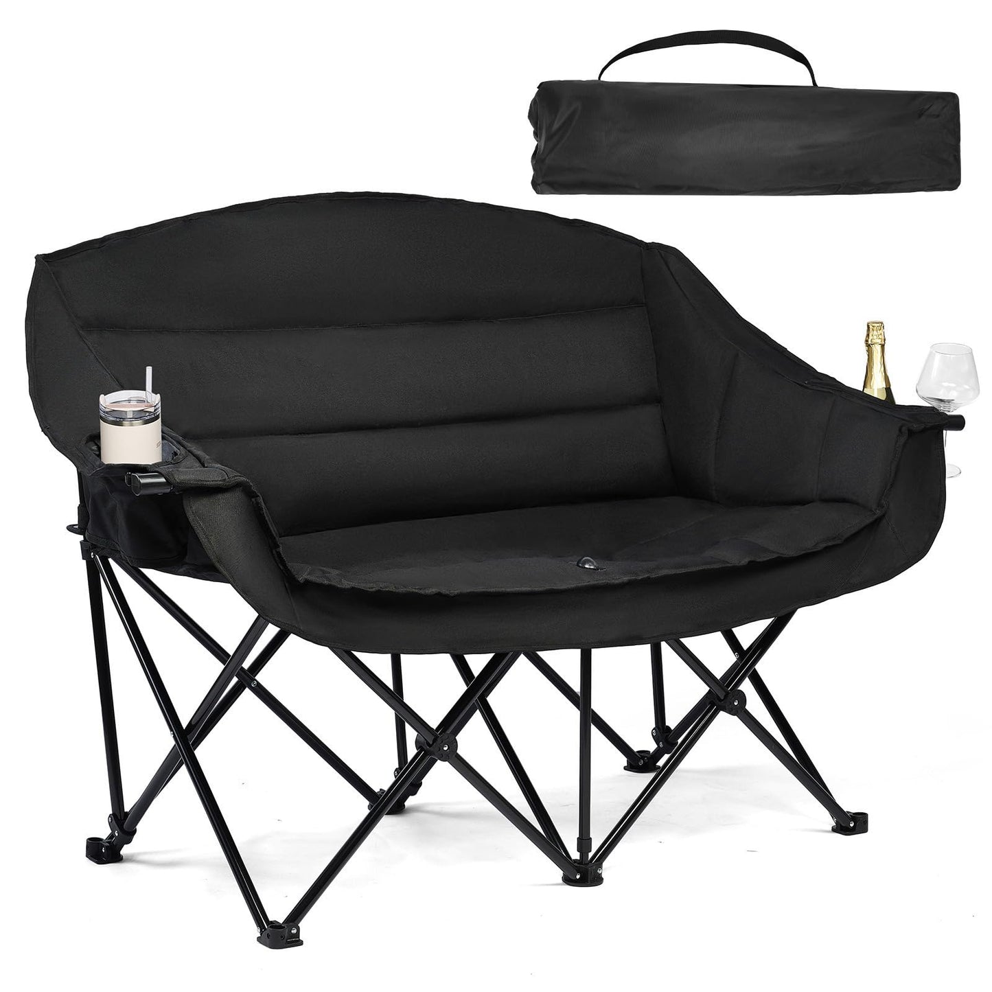 Oversized Heavy Duty Padded Camping Chair with Cooler