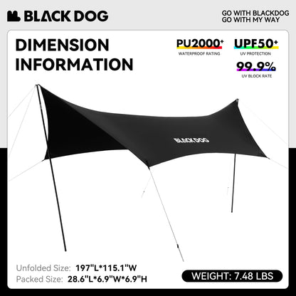 Black Coating Camping Tarp with Poles