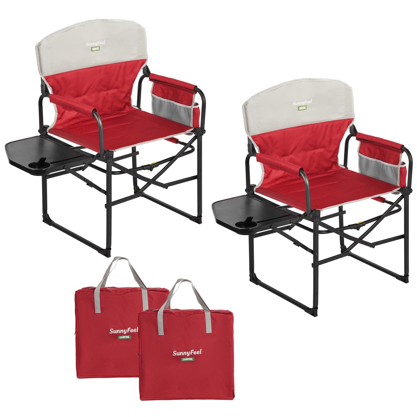 Oversized Folding Camping Chair with Side Table