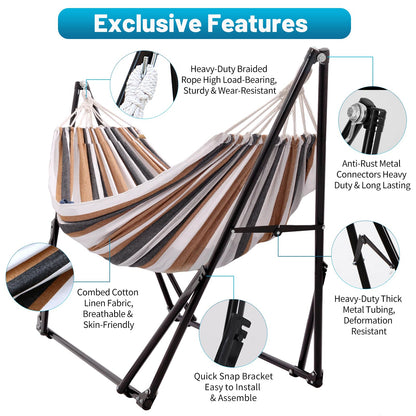 Hammock with Foldable Steel Stand and Carry Bag