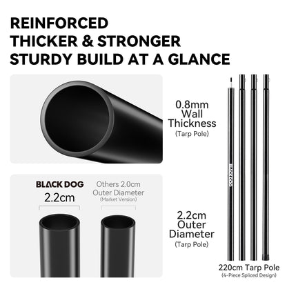 Black Coating Camping Tarp with Poles