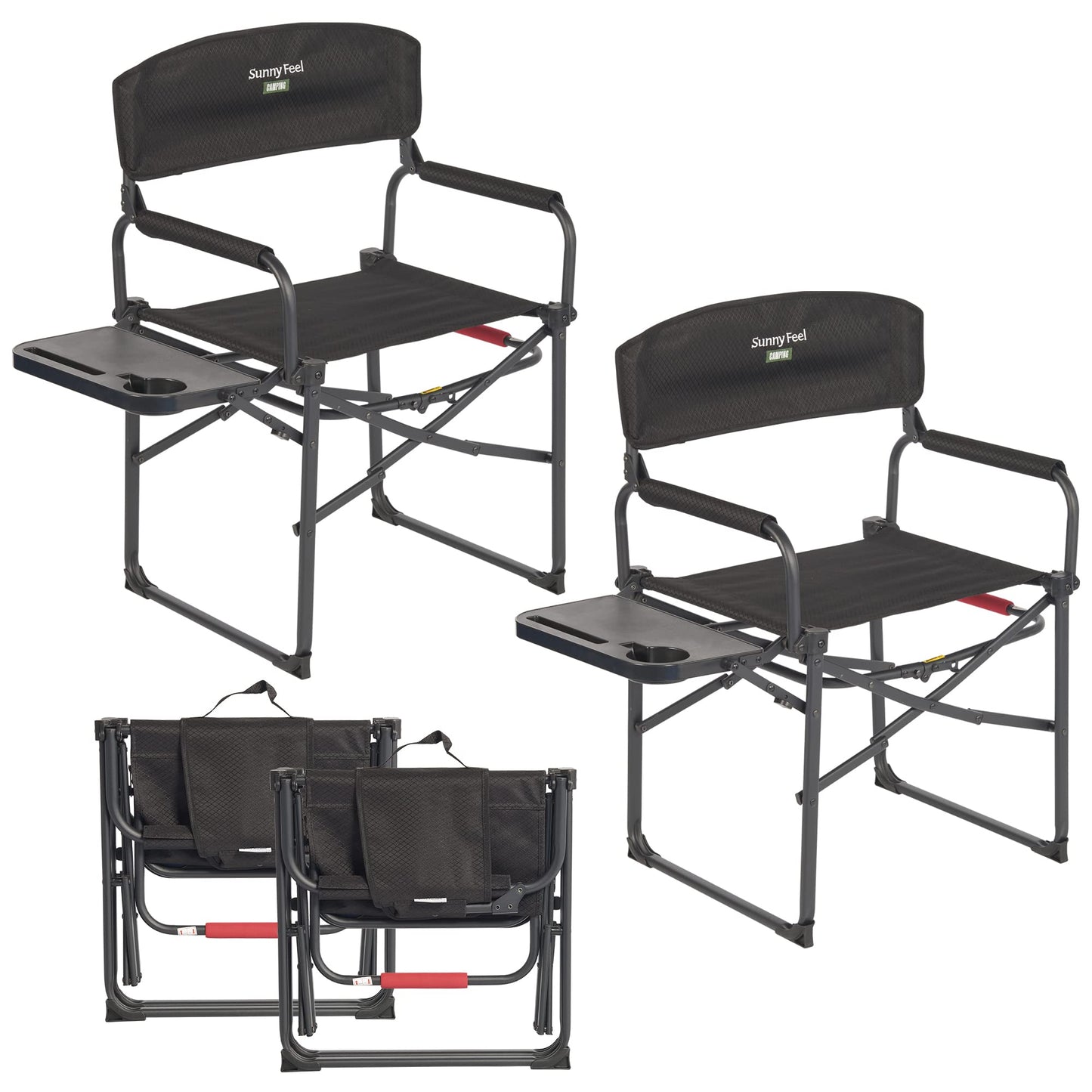 Oversized Folding Camping Chair with Side Table