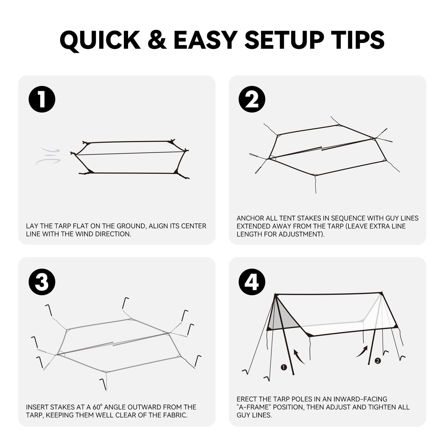 Black Coating Camping Tarp with Poles