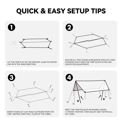 Black Coating Camping Tarp with Poles