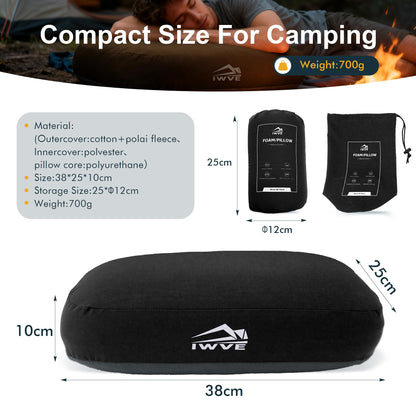Memory Foam Camping Pillow for Travel and Hiking