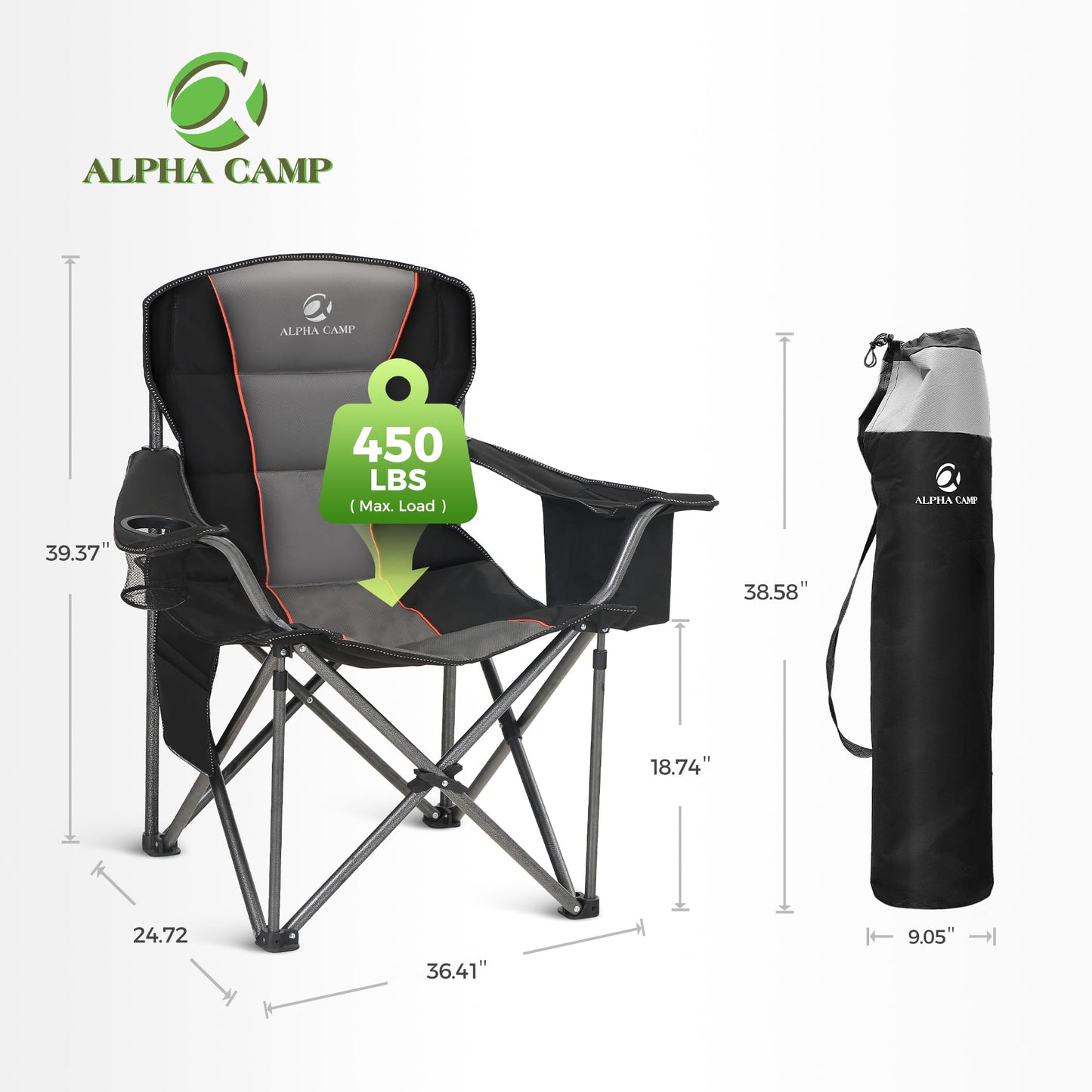 Heavy Duty Folding Camping Chair with Cooler Bag