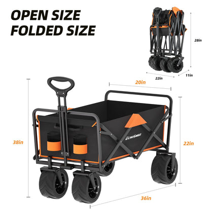 Heavy Duty Folding Wagon Cart with Big Wheels