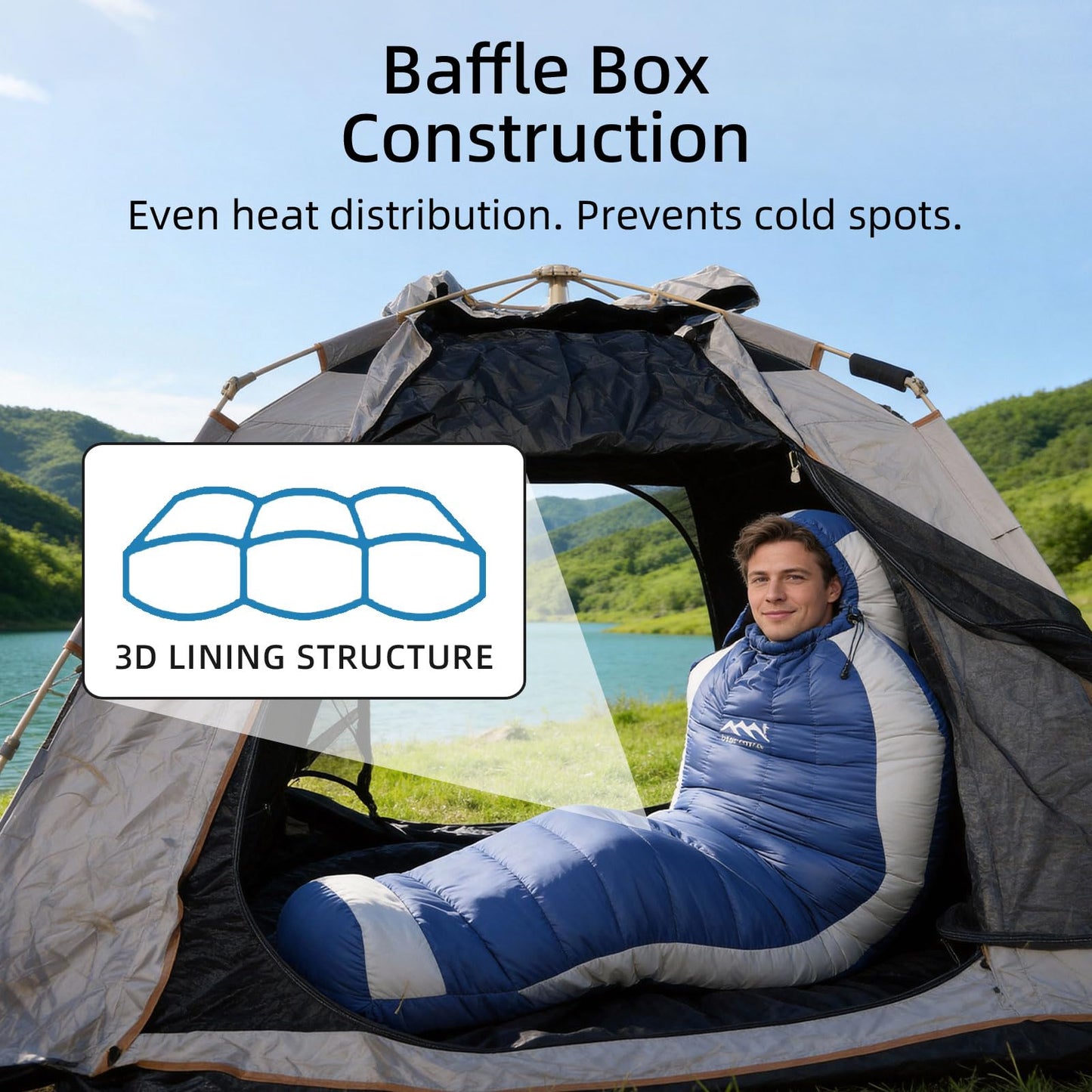 Down Sleeping Bag with Pillow for Camping and Hiking